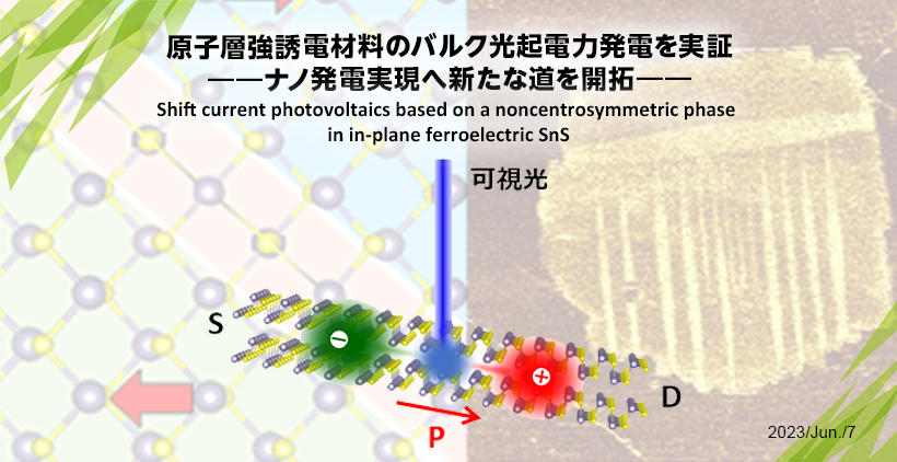 原子層強誘電材料のバルク光起電力発電を実証 ――ナノ発電実現へ新たな道を開拓――